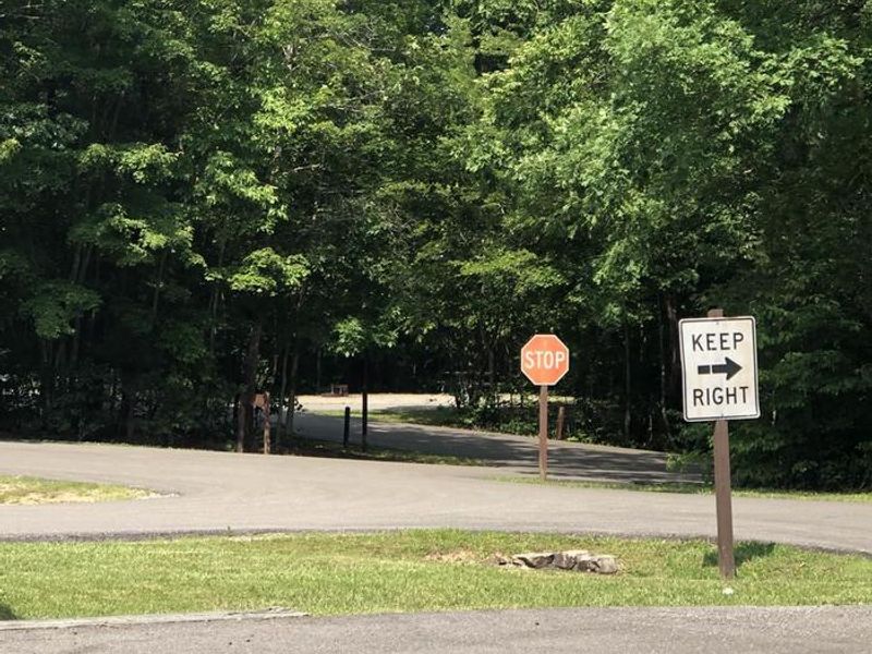 Paved road entrance to campgrounds 