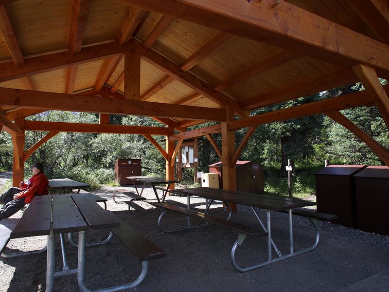 A covered eating area is available at Igloo Creek Campground
