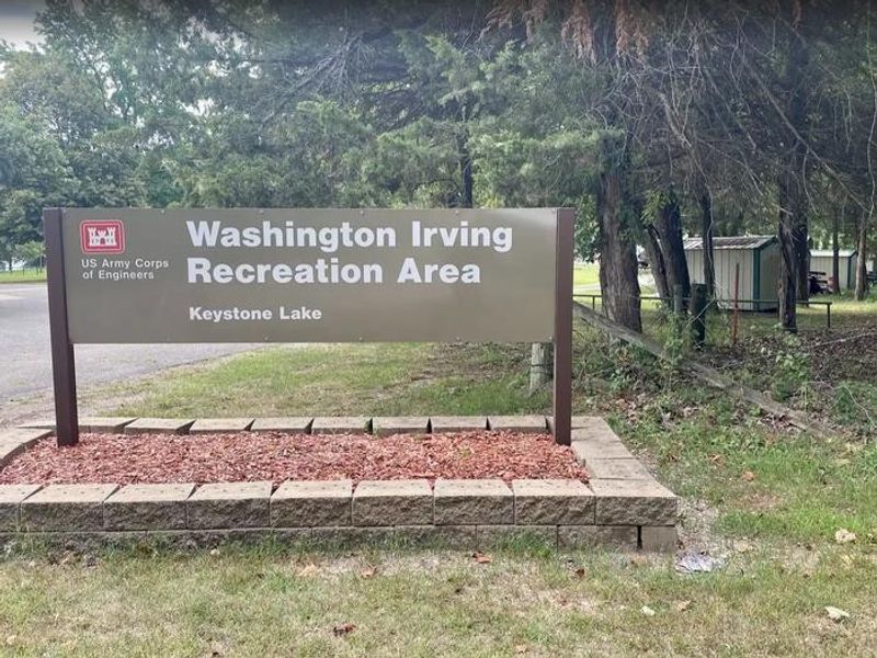 Entrance sign to Washington Irving Campground