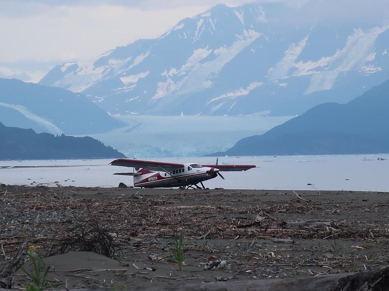 The Yakutat beach plane landing depends on the tide and if there are icebergs on the beach.