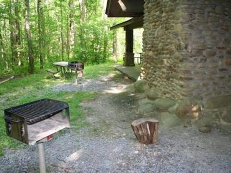 Elevated grill outside of pavilion