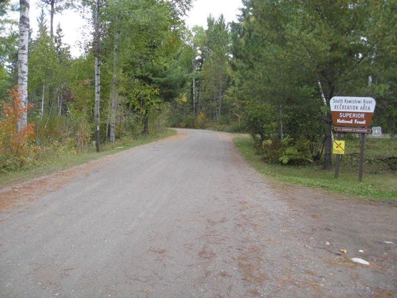 Entrance to South Kawishiwi Campground, via gravel road.