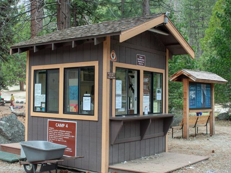 This is a photo of the Ranger kiosk at Camp 4