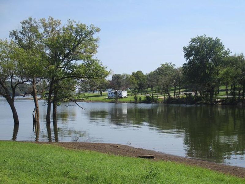 Boaters can moor boats along the shoreline on either side of the campground in a protected cove.
