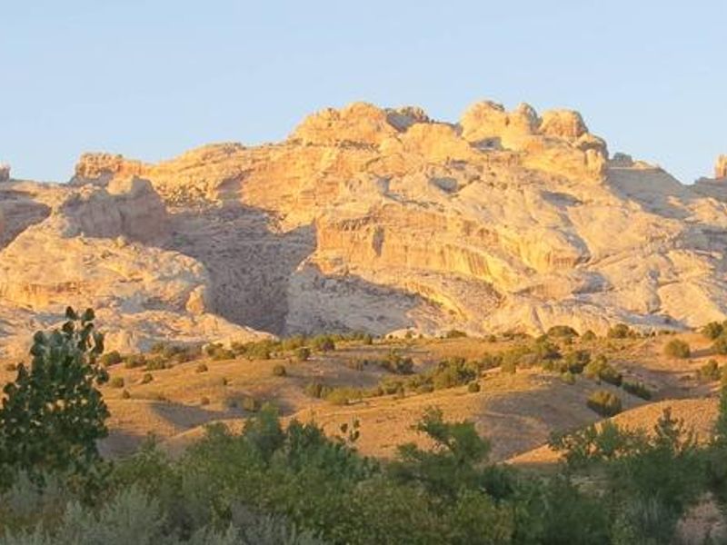 Split mountain at sunset landscape image
