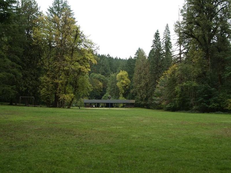 View of Day use Shelter 1 at Shotgun Creek Recreation Site. 