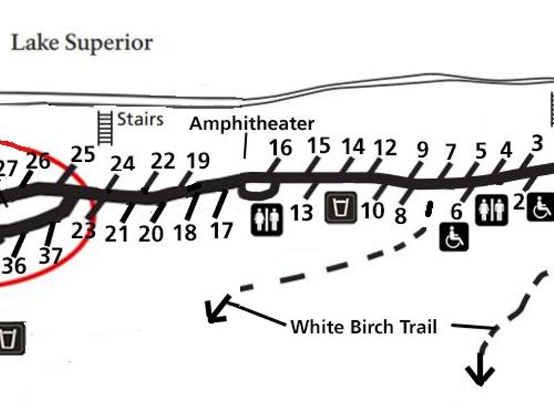 Site map of Twelvemile Beach Campground