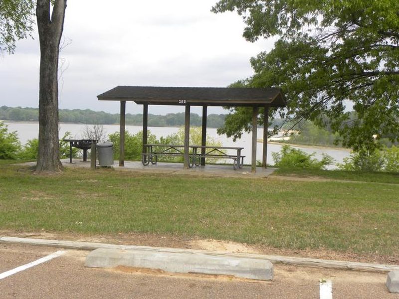 Covered Picnic table on the south side of the Outlet Channel