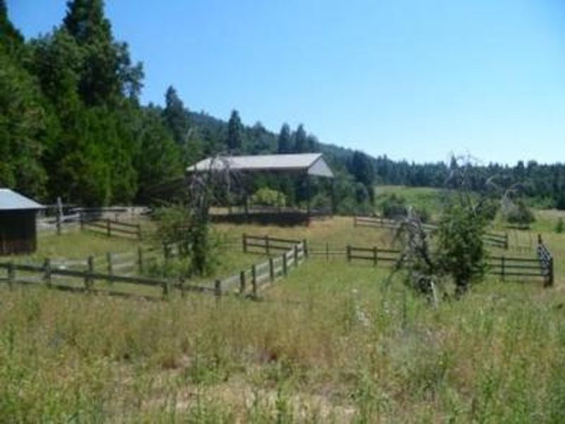 Overlooking barns and corrals