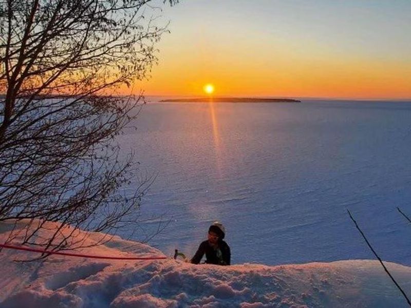 Ice Climbing on the west side of Grand Island