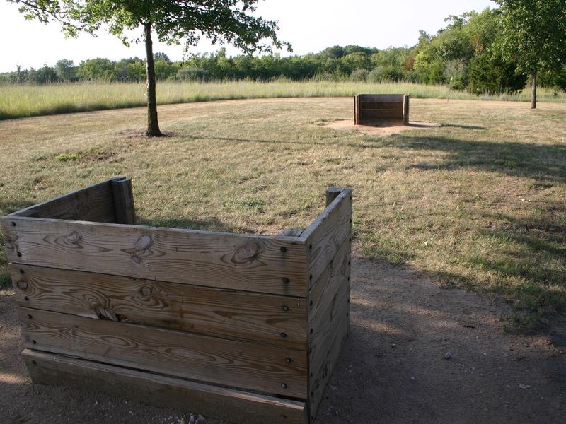 The campground features horse shoe pits that at the west end of the camping area near the shelter
