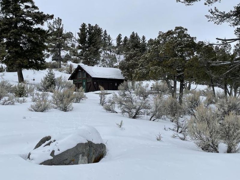 Mammoth Campground restroom near site 56 - winter
Only one restroom is open in the winter months (mid-October through April)
