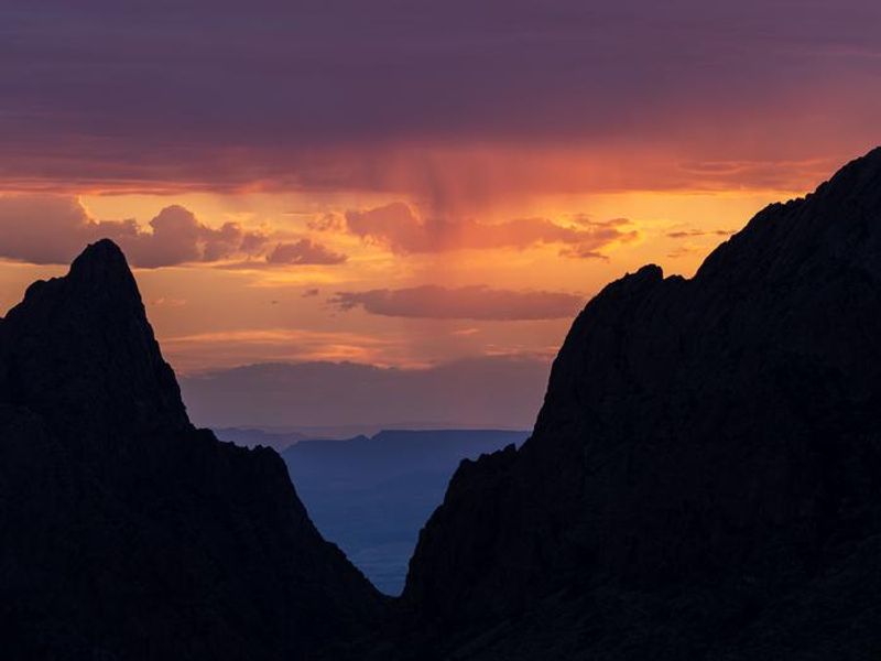 Sunset as seen through the "Window" in the Chisos Mountains