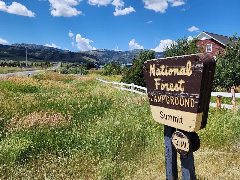 Road sign leading to Malad Summit Campground