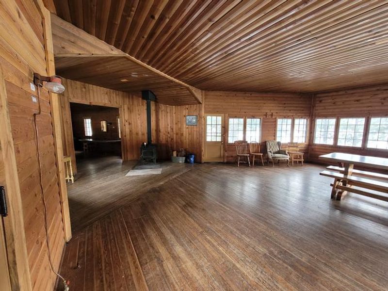 The eastern half of the great room, with wood stove #1.