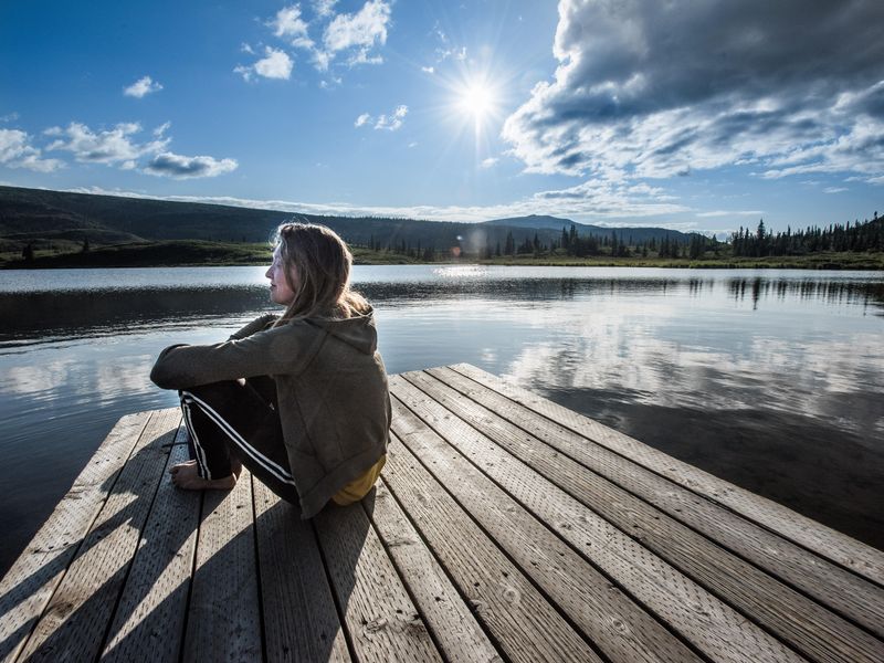 Wonder Lake is too chilly for most swimmers, but can make for a very scenic spot.