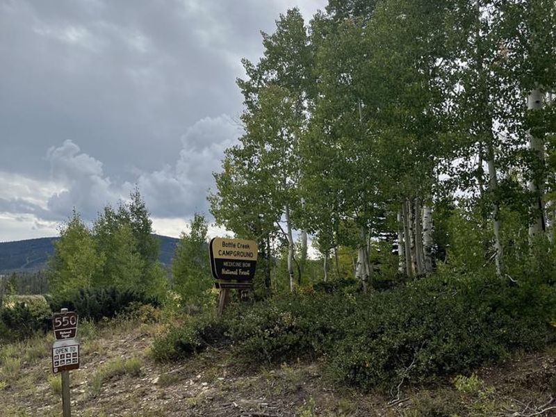 The Bottle Creek Campground sign will on your right side when coming off Hwy70 onto Forest Service rd. 550 