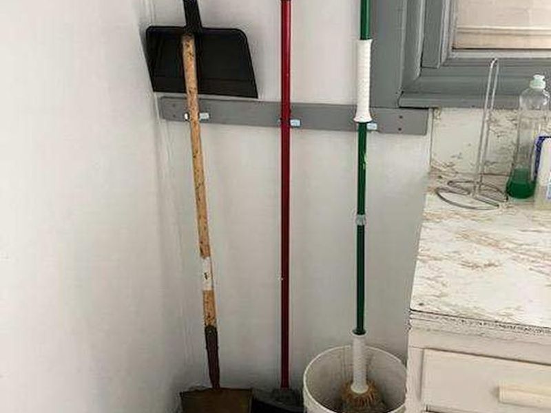 Provided cleaning supplies area in lookout cabin kitchen. Water is not provided. 