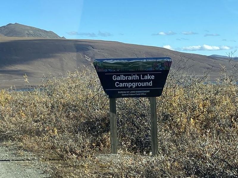 The entry sign at Galbraith Lake Campground