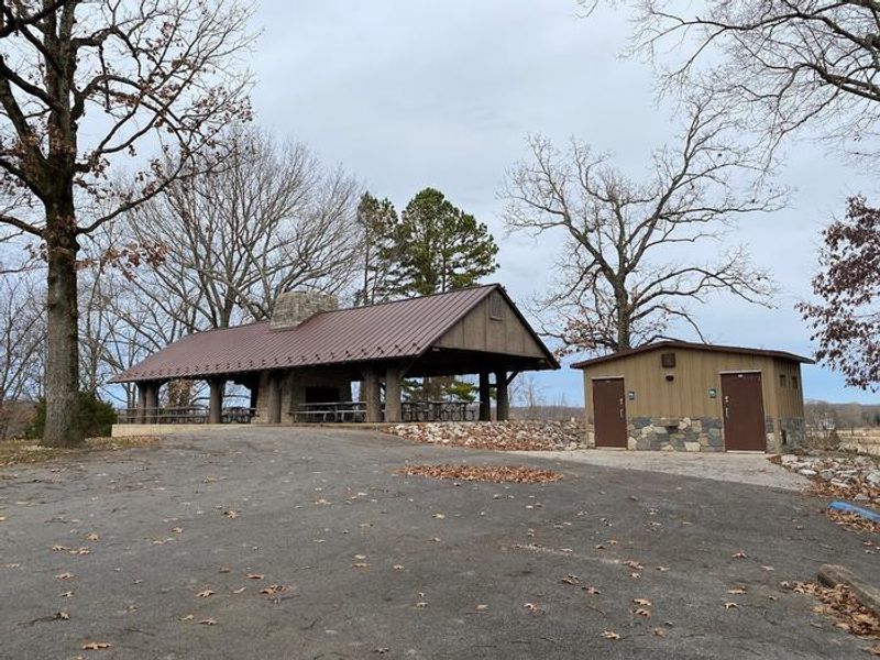 Shelter 1 is located at Redman Picnic Area. This shelter offers ample space and a fireplace on each side. 