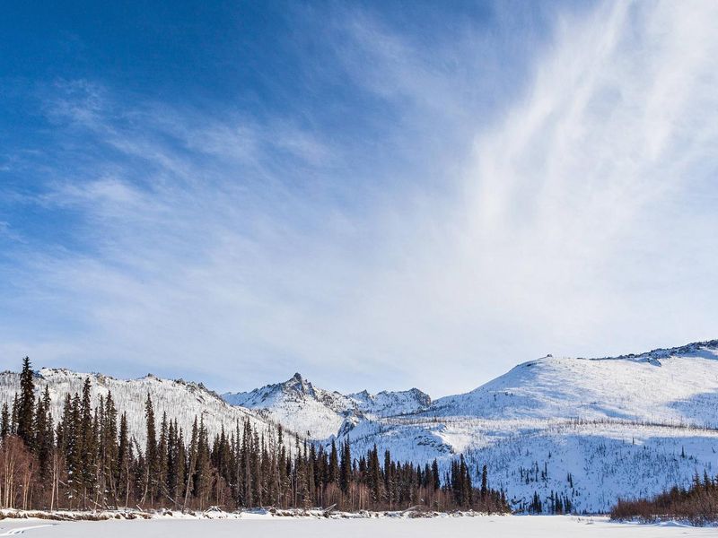 Several White Mountains winter trails cross frozen Beaver Creek Wild and Scenic River.