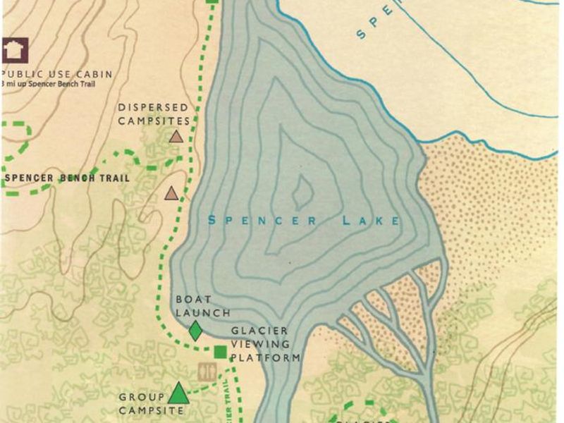 A map of the Spencer Whistle Stop area with Group Campsite labeled.
