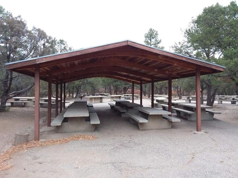 Shaded picnic area.