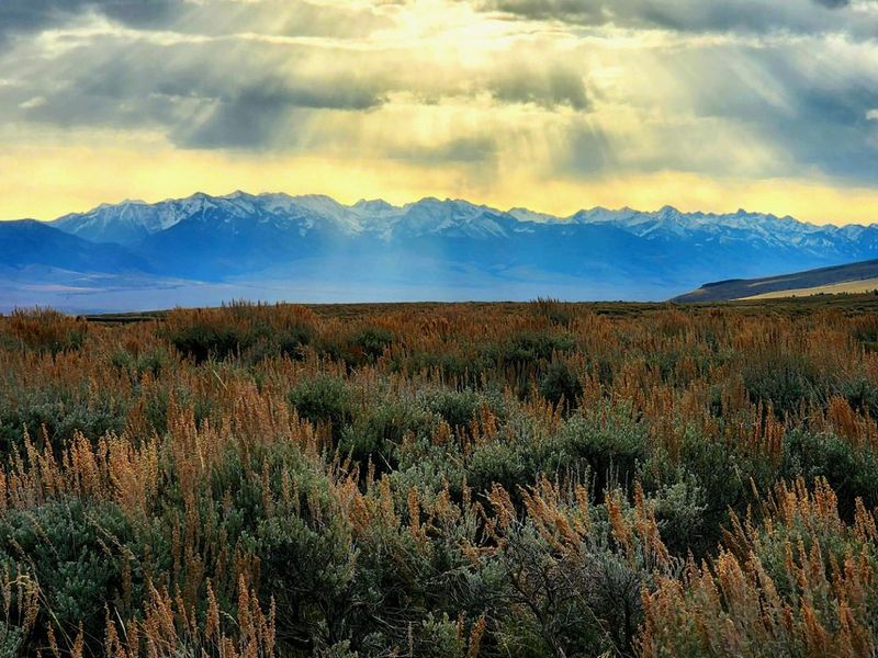 Sunrise over the Gravelly Mountains from the Axolotl Cabin access road