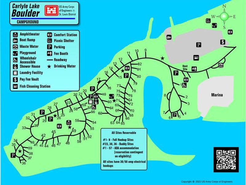 Map of Boulder Campground layout.