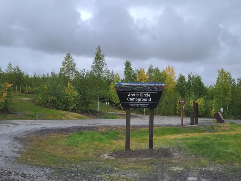 The Entrance sign at the Arctic Circle Campground
