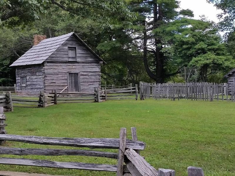 The Puckett Cabin on Groundhog Mountain is about 20 miles from the campground and accessible from the Parkway.  It stands in tribute of midwife Orlean Hawks Puckett who, beginning in her 50's, delivered over 1000 babies.