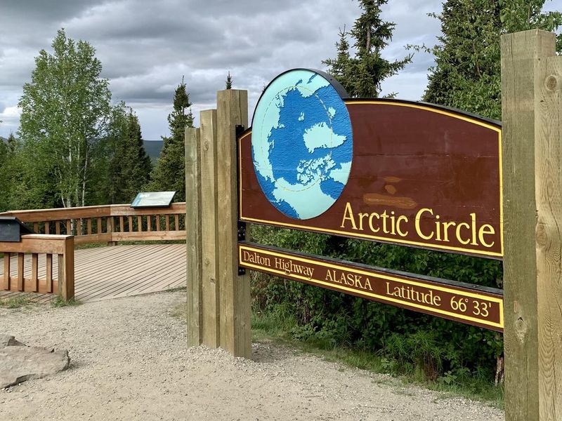 Arctic Circle Wayside and sign is located approximately 1/2 away from the Arctic Circle Campground