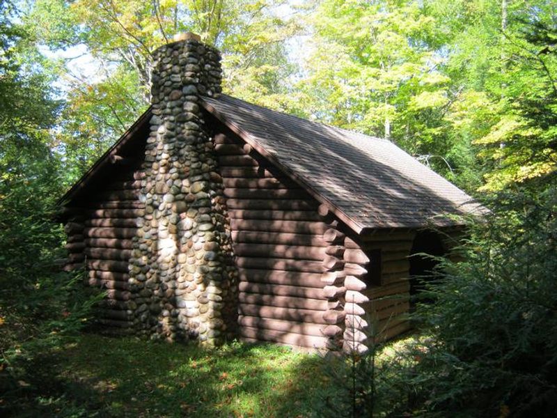 Anvil Lake CCC era log picnic shelter 