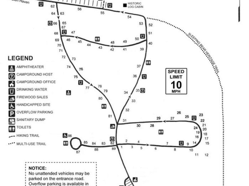 Picture of the campground map given to campers at registration.