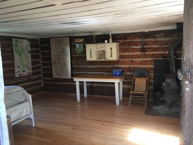 Wood stove inside cabin
