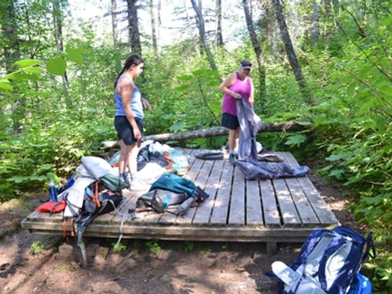 All six sites at Finnegan's Point Campground have raised, wooden platforms.