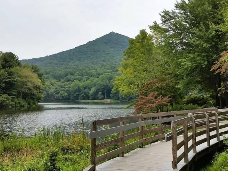 Sharp Top Mountain from the walking trail around Abbott Lake.