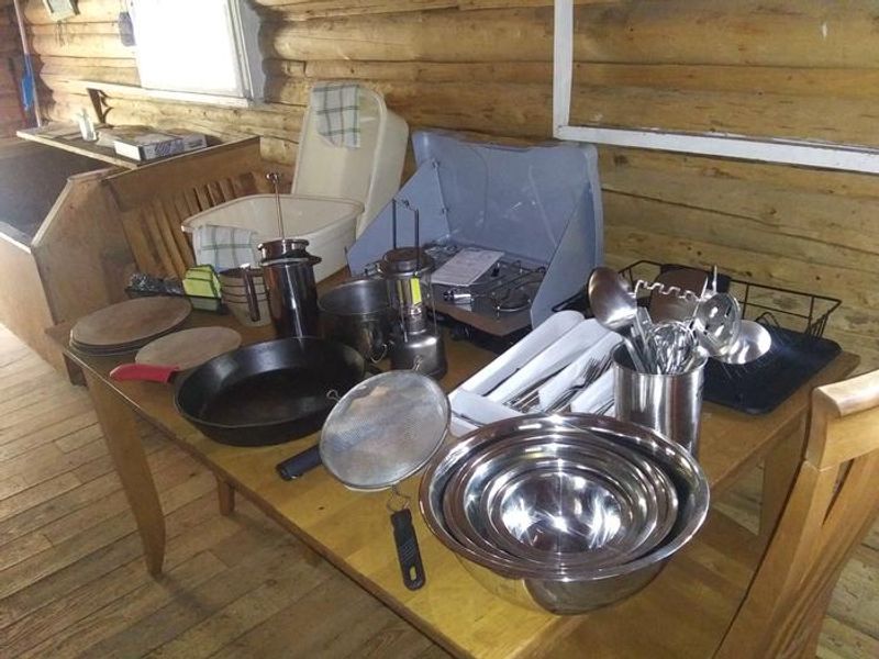 Kitchen suppies at the cabin
