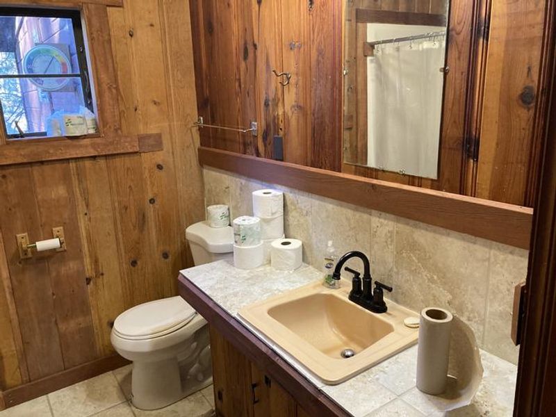 The downstairs at Sollers has a full bath with a shower