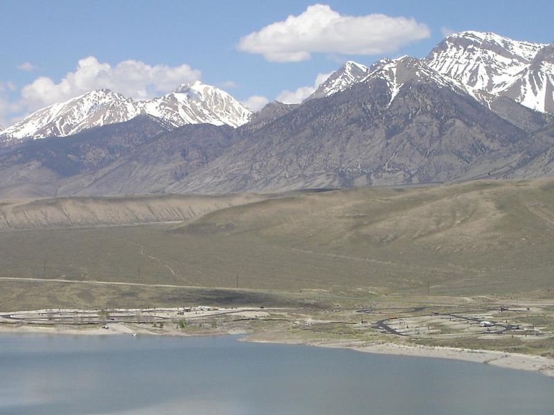 Overview of campground with Lost River Range in background.