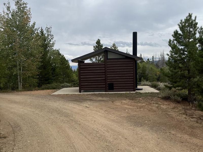this campground offers two restroom huts. this first one will be across from the group sites and the second will be towards the back loops around.