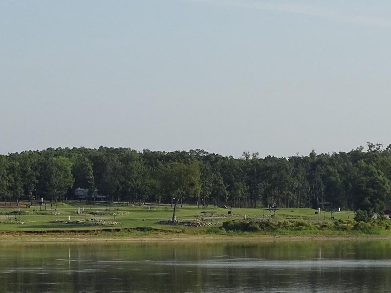 Lakeside camping in a cove on Hugo Lake.