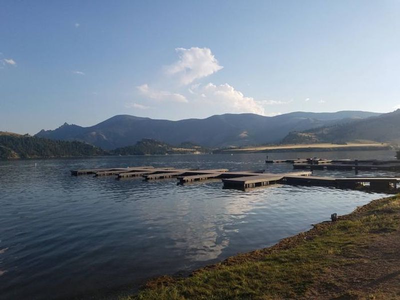 Log Gulch Campground offers amenities to make your stay enjoyable and memorable. Sleeping Giant is visible from the dock.