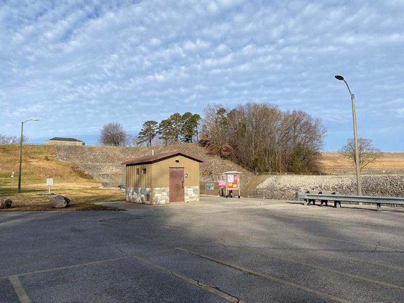 Small restroom facility at Spillway parking area. 