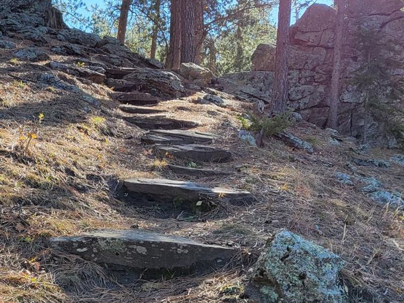 Steps leading to a unique rock formation
