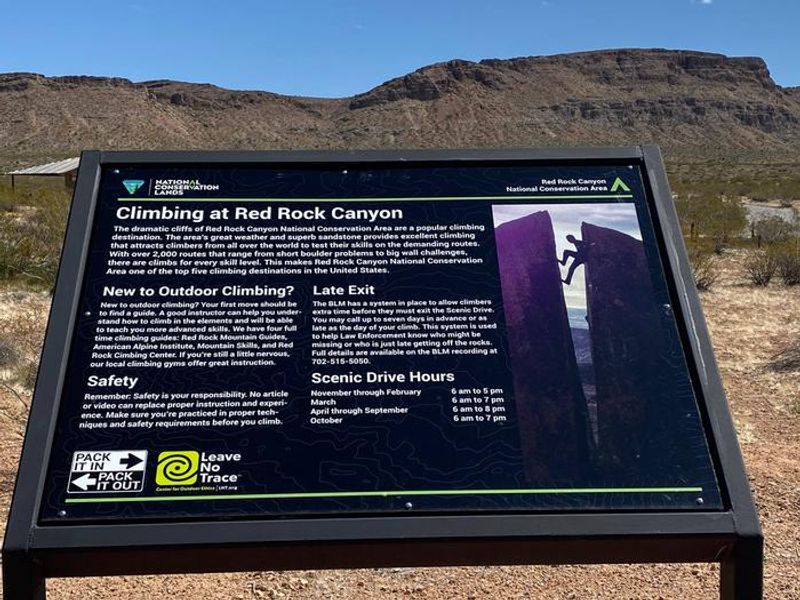 Besides the picture on it this signage is very important as it has a lot of good information. It is next to the above signs so take a look while you are looking at the other ones. Our Awesome Ranger  who made these is a climber so is super knowledgeable.