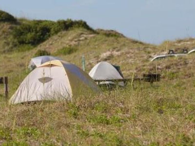 Tents nestled in the dunes
