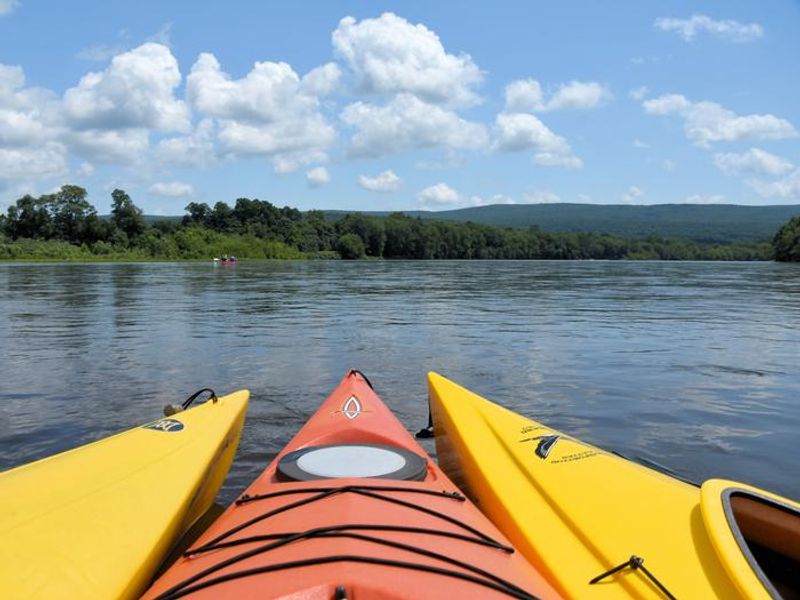 Kayaking the Delaware River on a warm summer day. 