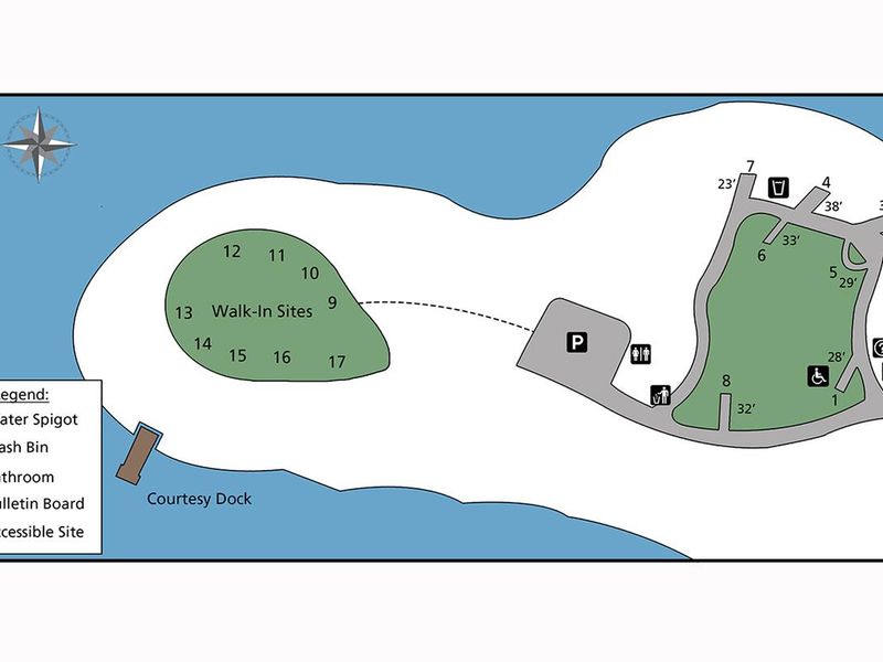 Campsite map of Kamloops Island