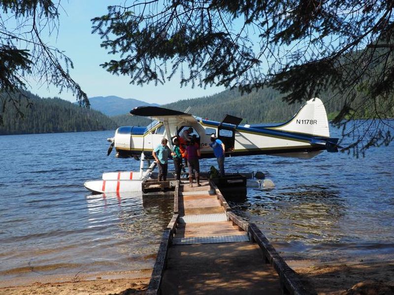 Getting on floatplane at Virginia Lake Cabin